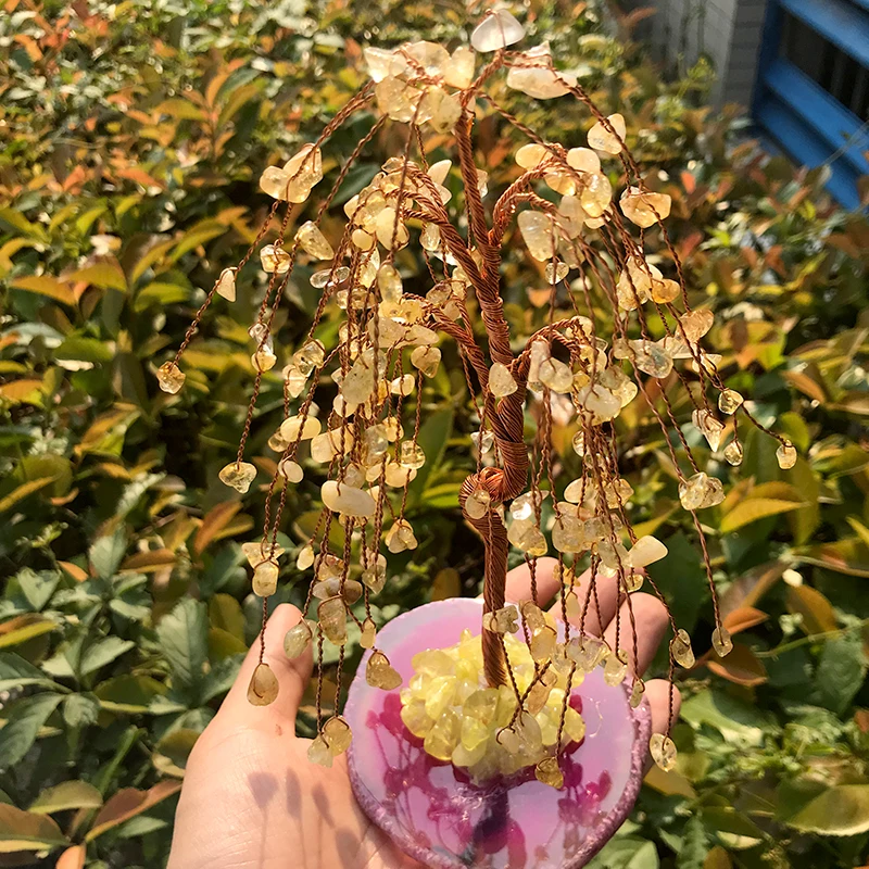 7 Chakra Healing Crystal Tree Wire Quartz Crystals Gemstone Money Feng Shui Figurine Home Decoration