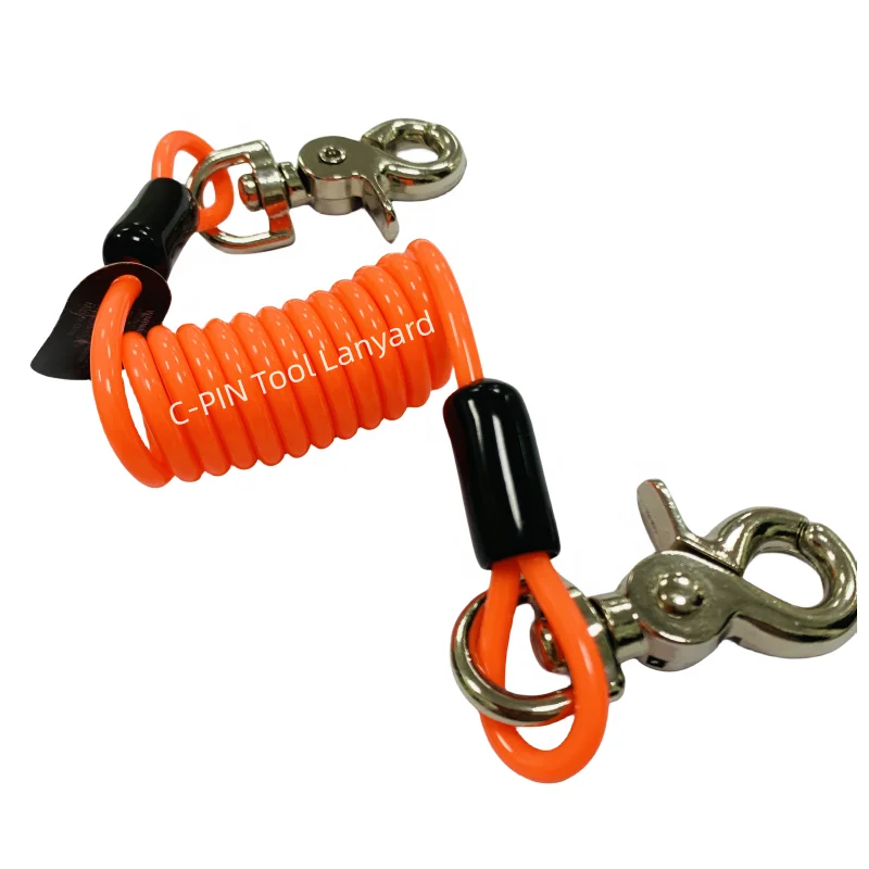 C-pin High tensile Plastic Spring Tool Lanyard Steel wire rope Connect With Lacing Hook Fall safety rope