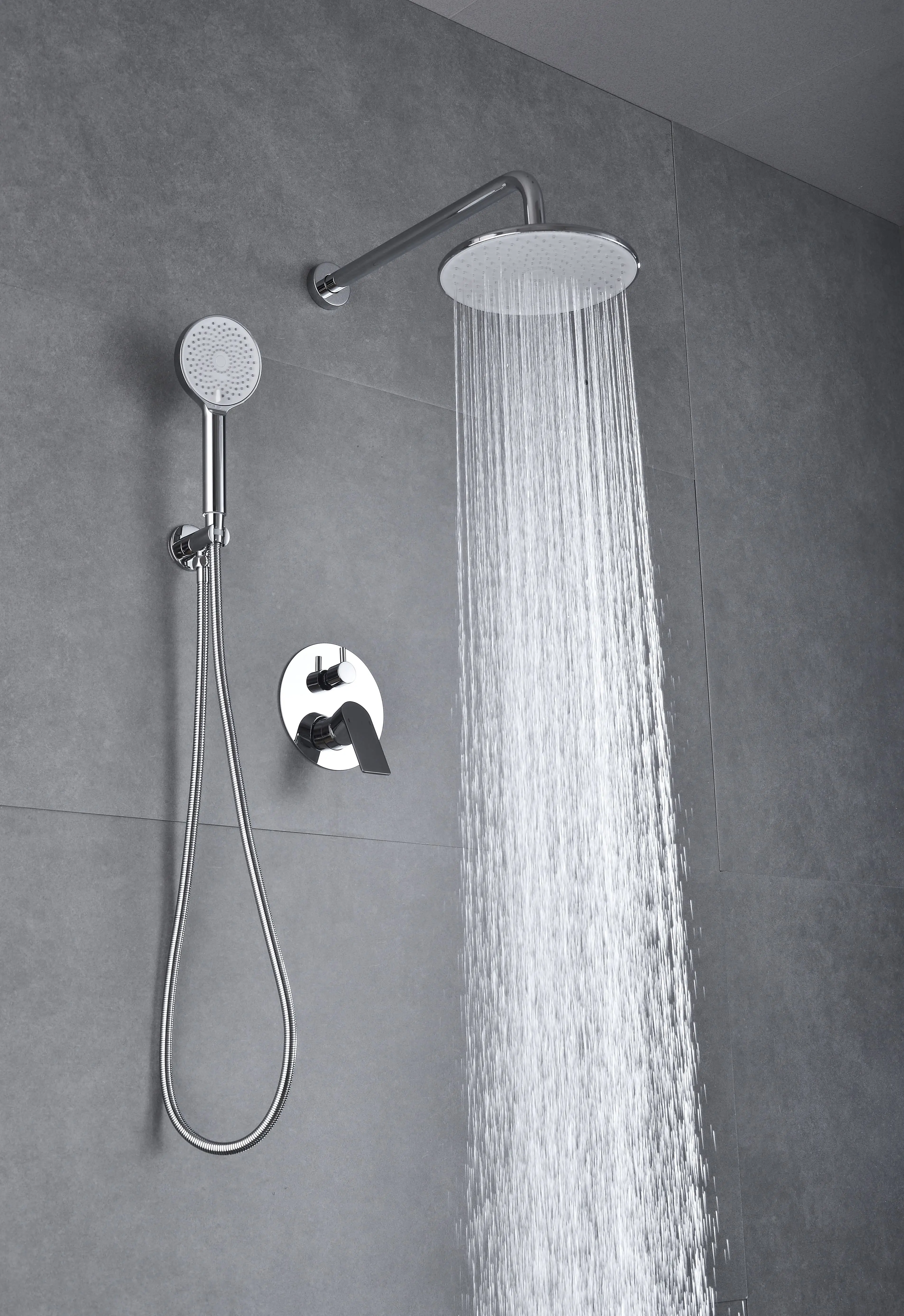 Bathroom wall hung shower set brass material water faucet top shower waterfall high class in factory