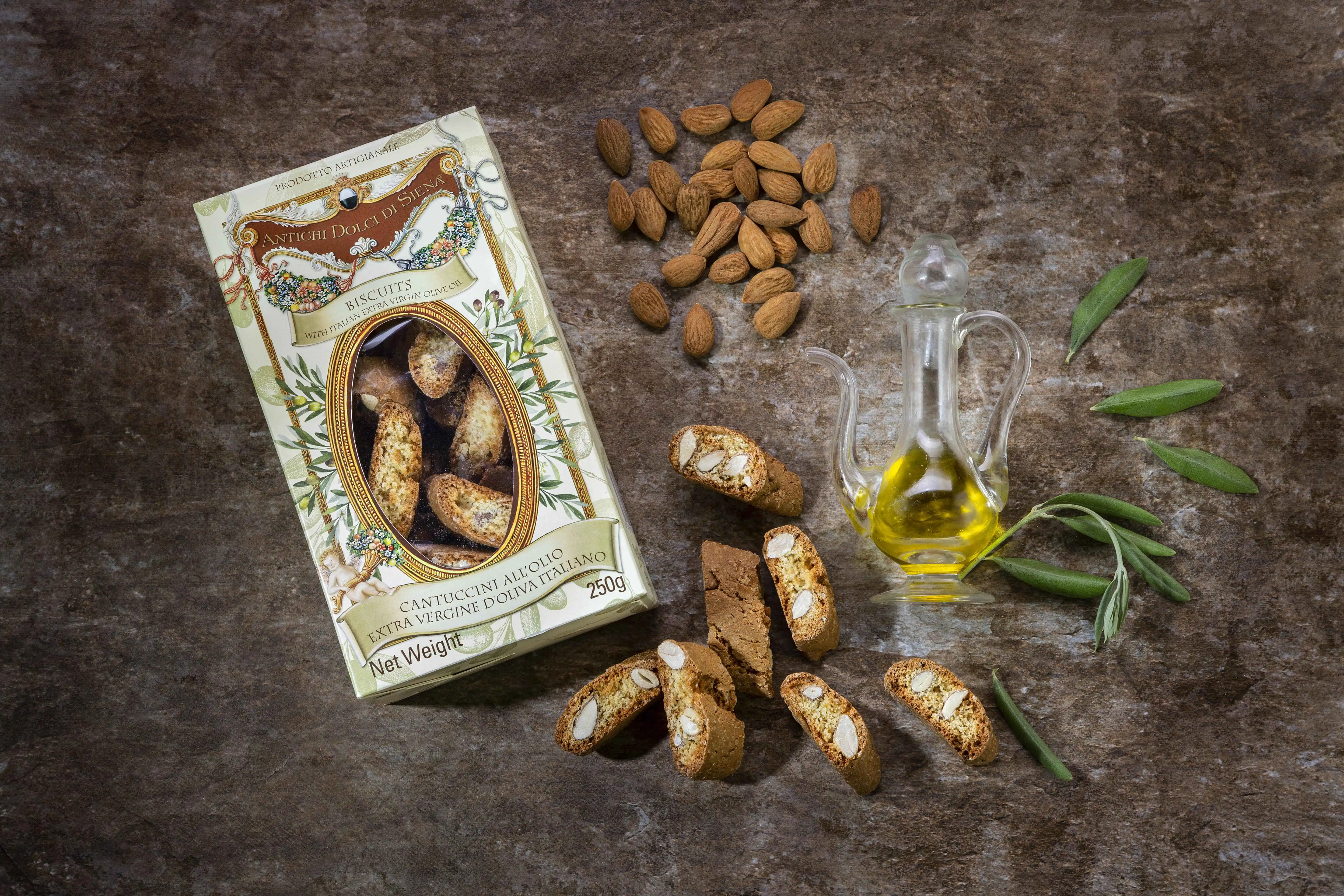 Made In Italy 250G Dessert Bakery Health Snacks Foods Cantuccini Honey Mild Extra Virgin Olive Oil Taste Biscuit And Cookies