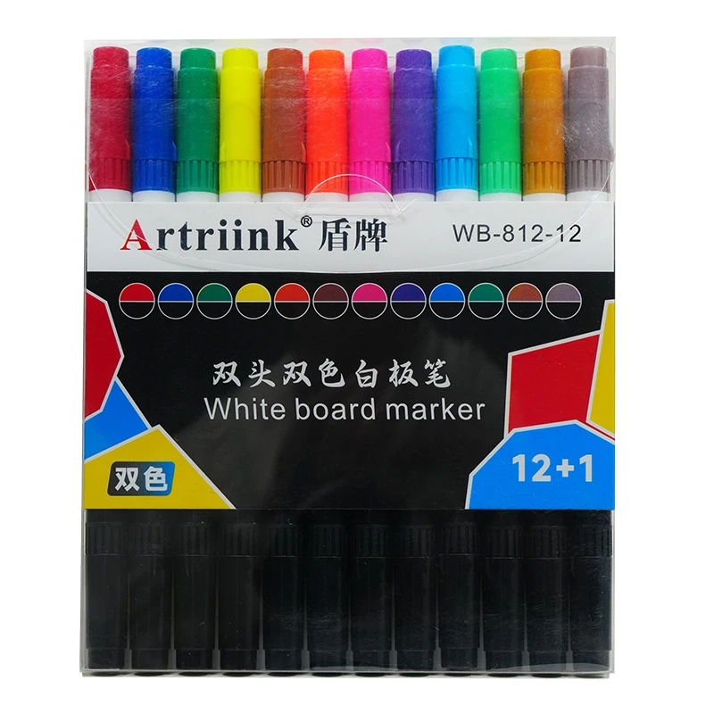 Double ended dual color whiteboard marker drawing boards suitable for students and teachers refillable blackboard marker