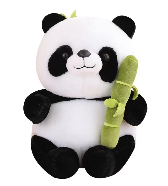 Bamboo tube panda plush toy cute holding pillow hugging bamboo doll panda doll birthday gift