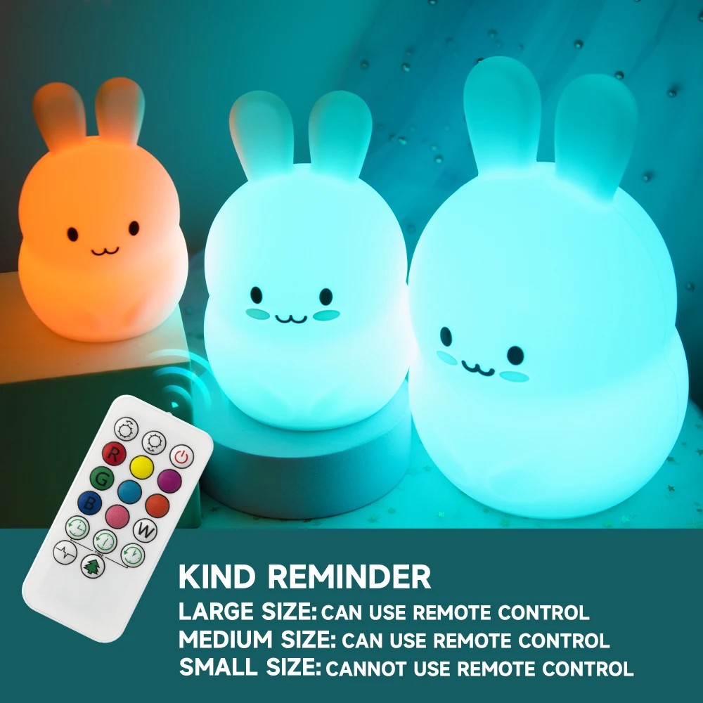 Baby Nursery Lamp Breathing Led Pat Night Light Bunny Rabbit Silicone Creative Night Light for Living Room Bedroom Decor
