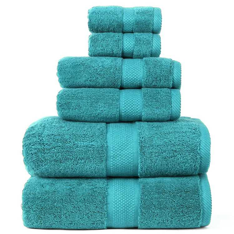 Wholesale 100% cotton solid terry 3pieces bath towel set with customized logo