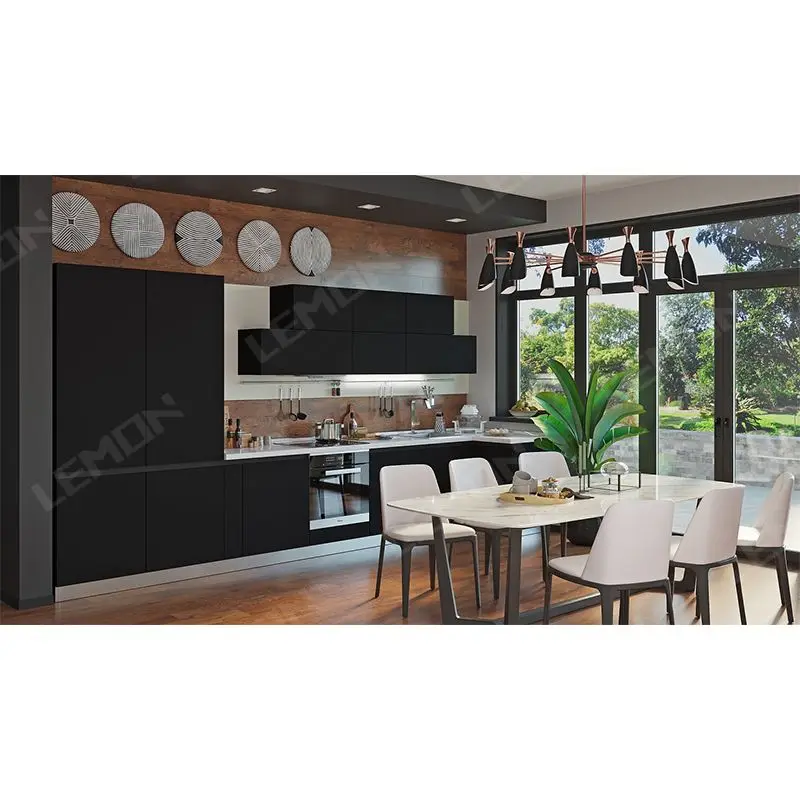 New Model High End Top Quality HPL Kitchen Furniture Kitchen Cabinets Complete Sets With Island Open Kitchen