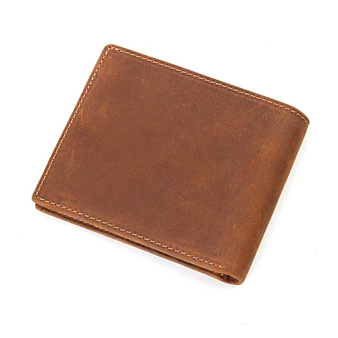 Full Grain Crazy Horse Leather Credit Purse Genuine Original Leather Wholesale Slim RFID Blocking Wallet Card Holder