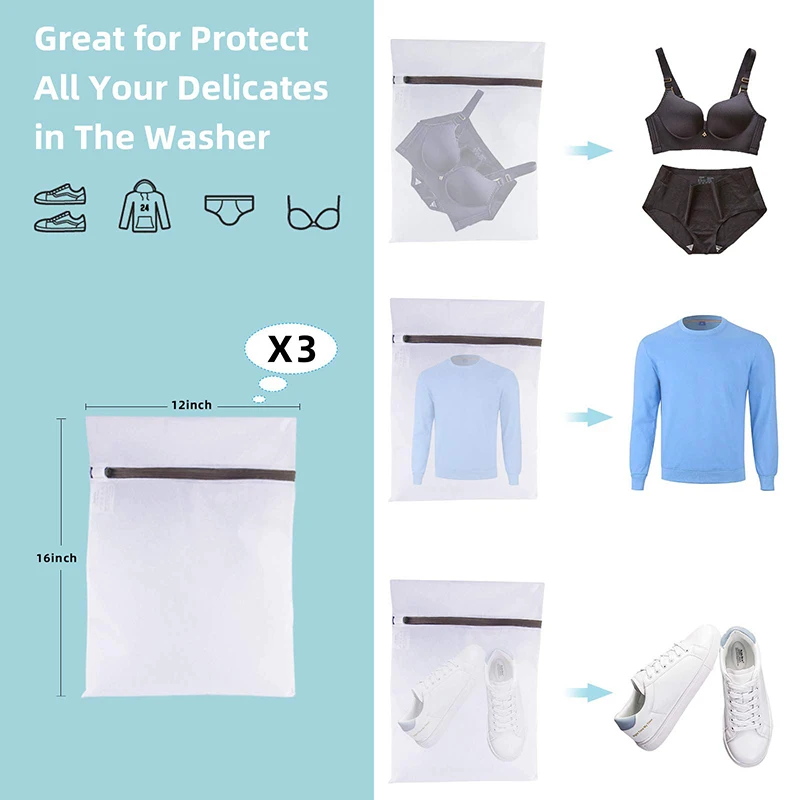 Custom Reusable Foldable Nylon Zipper Net Bra Socks Lingerie Underwear Laundry Mesh Bag Wash Laundry Bags for Washing Machine