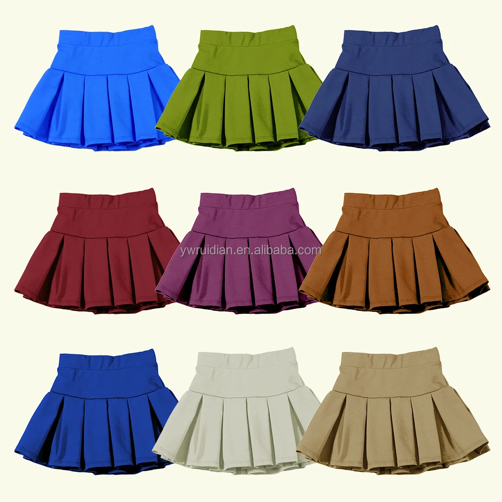 YiWu RuiDian OEM, эластичное ТРАПЕЦИЕВИДНОЕ ПЛАТЬЕ С Высокой Талией, однотонная плиссированная юбка, теннисная юбка для детей