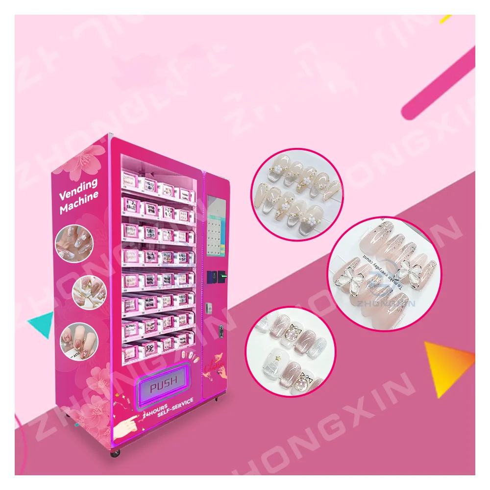 Top sale cosmetics design pink lash vending machine with card reader and large hair beauty vending machine for retail items