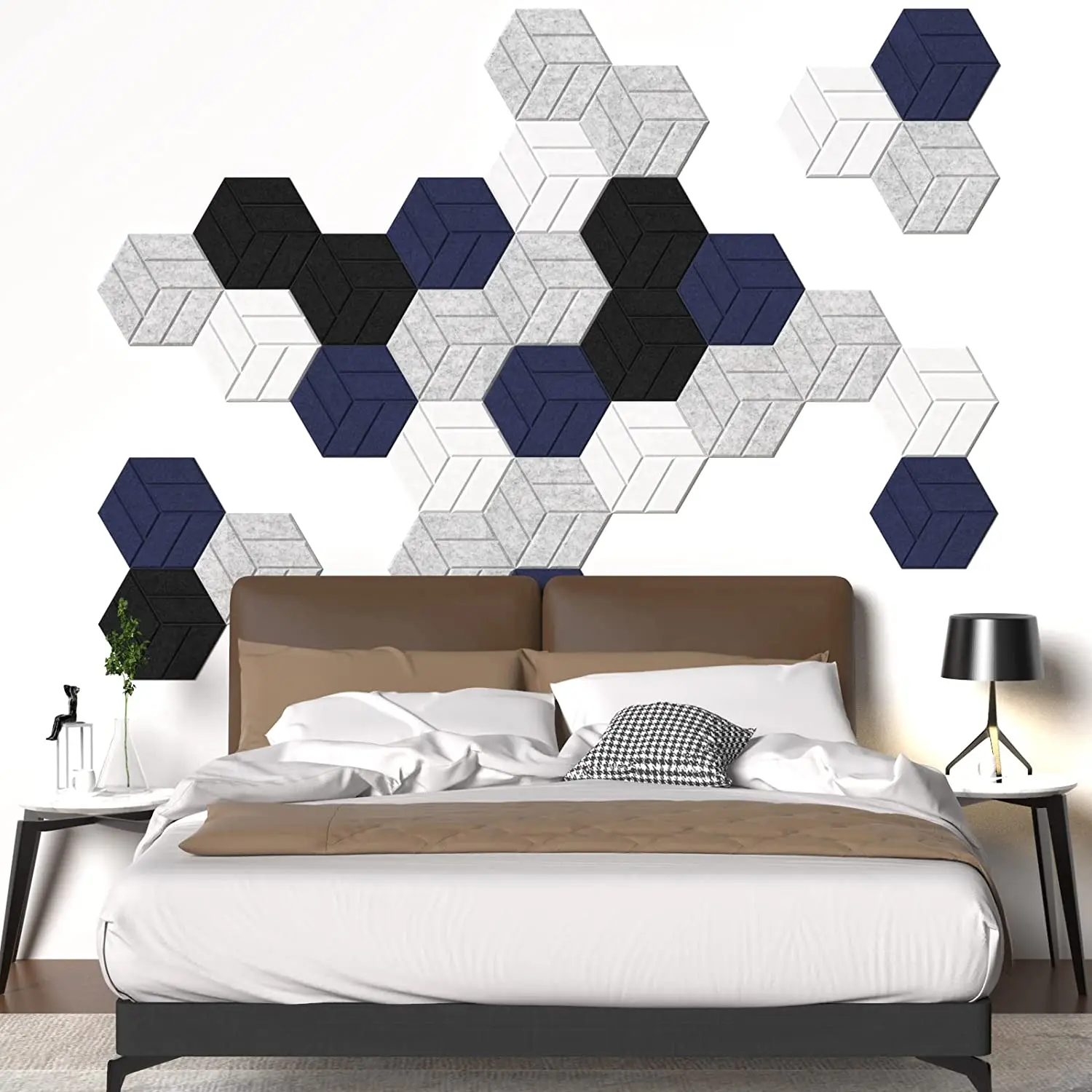 wholesale price portable high quality custom hexagon self-adhesive acoustical treatment felt tiles and sound proof wall panels