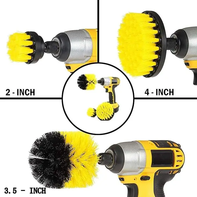 3pcs Handheld Electric Drill Cleaning Brush PP Material for Home Cleaning for Kitchen Bathroom Car Toilet & Window Cleaning