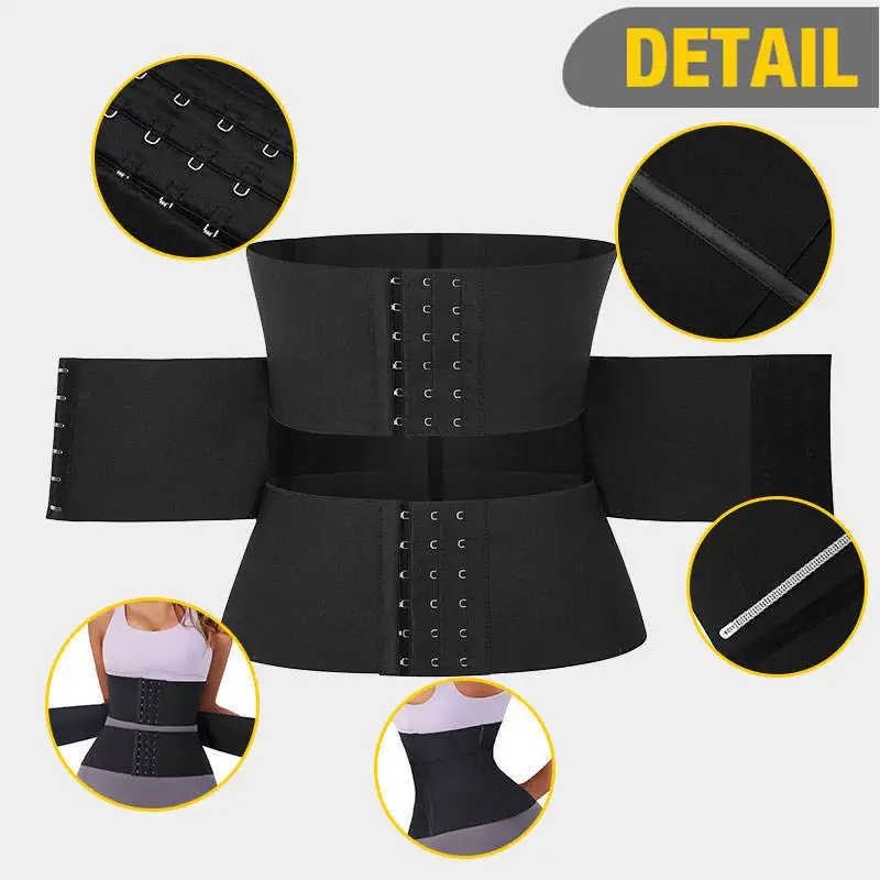 OEM High Compression 3 Hooks Corset Latex Women Sports Waist Wrap Band Trainer Belly Tummy Wrap Belt Tummy Tucker Shaper Wear