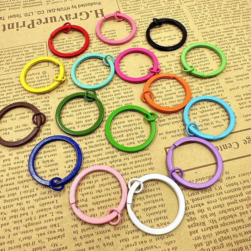 30mm Metal DIY Key Chain Accessory Silver Gold Bronze Round Split Key Ring With Twist Link Chain Keychain Rings With Link Chain