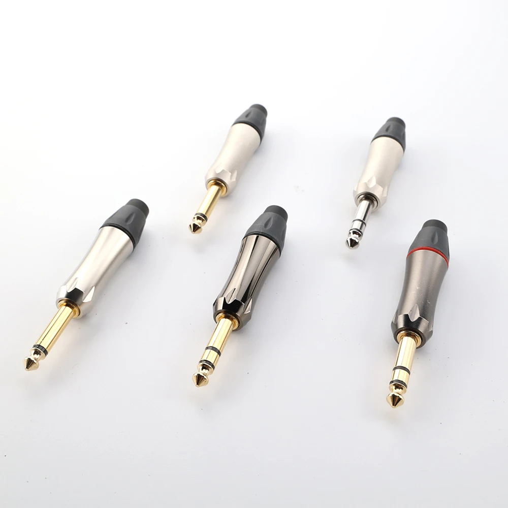 OEM Colorful Gun Nickel Black Audio 1/4 6.35mm Mono Stereo Plug Adapter Connector Plug Jack