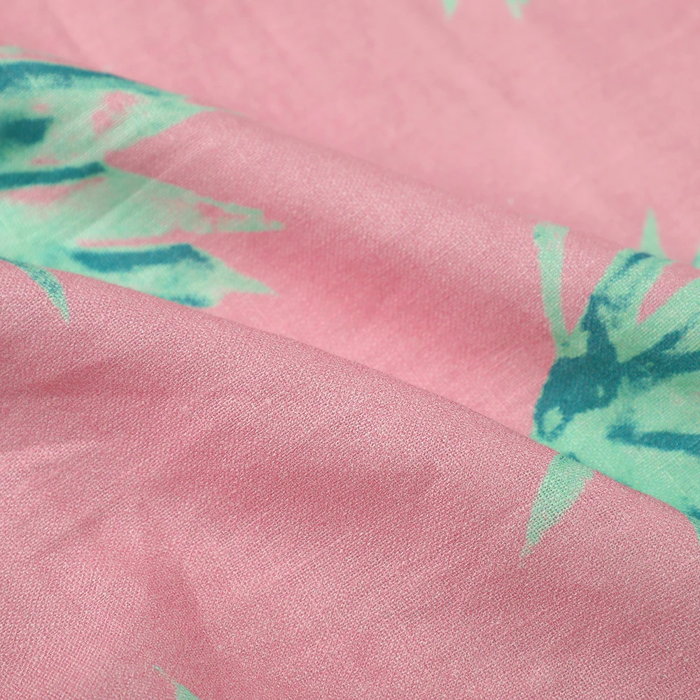 Woven LINEN Wholesale CUSTOMS Korea Indonesia Plain Floral Flower Dress Print 100% LINEN Fabric