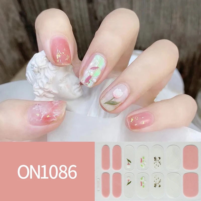 Full Wrap Nail Stickers Nail Polish Strips Gradient Stickers Glitter Self Adhesive DIY Art Decals Strips for Holiday Nail Decor