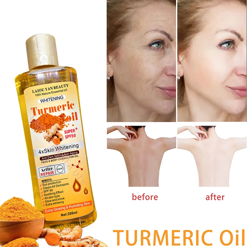 Hot selling turmeric moisturizing facial brightening and whitening body massage brightening moisturizing oil