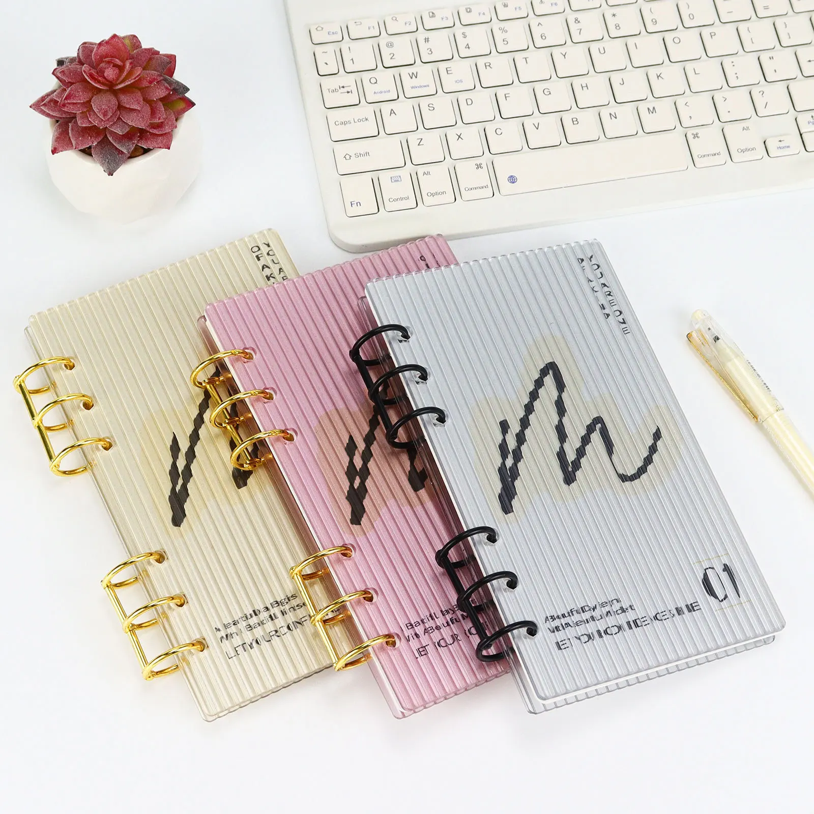 DIY loose-leaf cover Acrylic sheets binder cover A6 Binding clear matte Morandi color Water ripple divider Notebook book cover