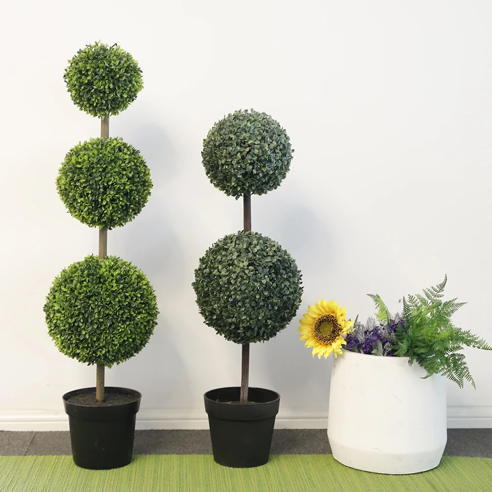 Outdoor retro decorative green plants ornamental plastic artificial boxwood pruning plant tree