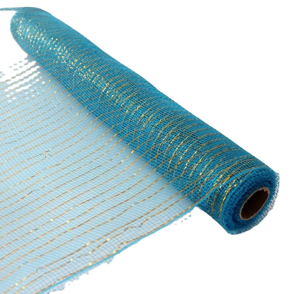 Christmas Mesh Wreath Supplies Ribbons Gold Foil 53cm #60144