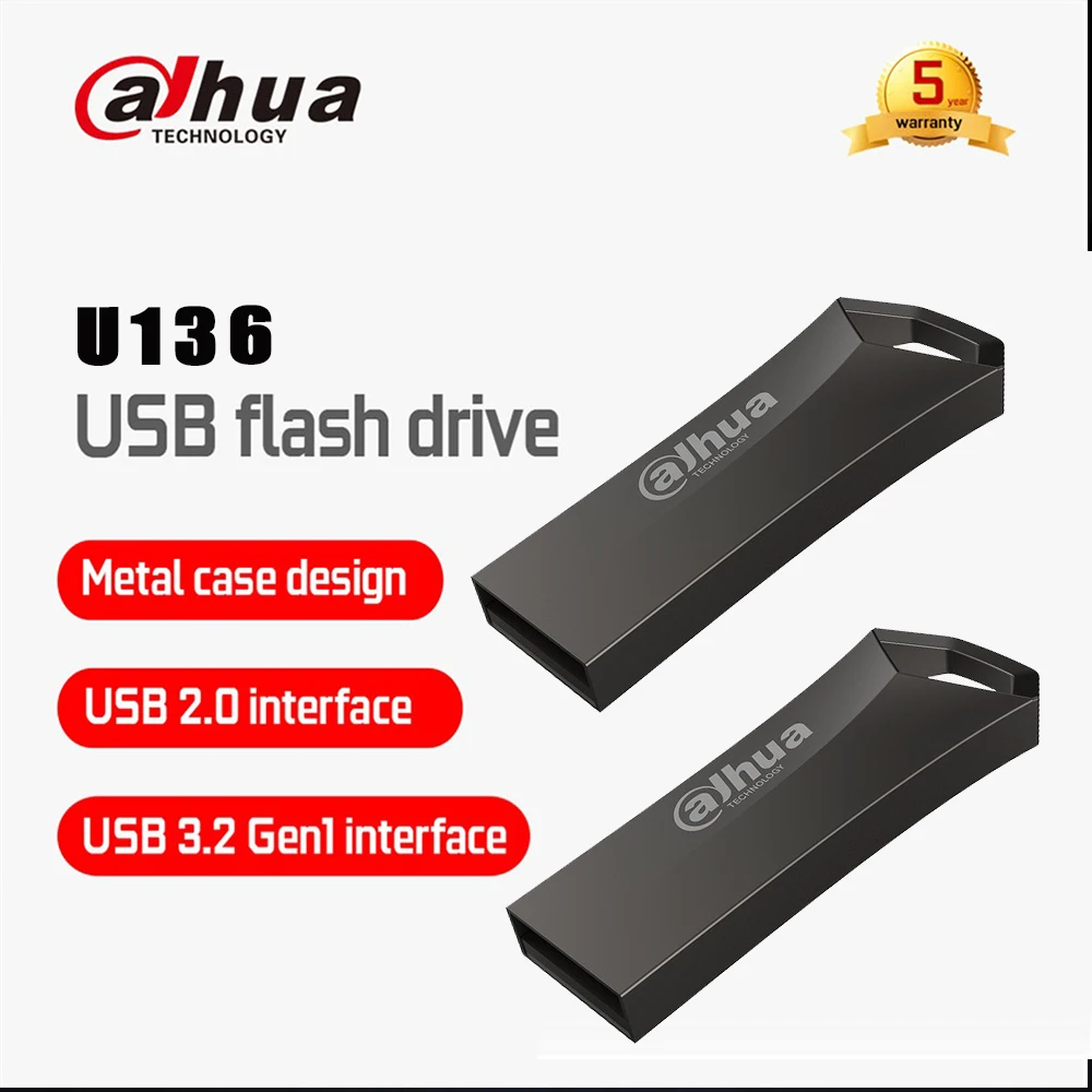 Dahua U136 USB Flash Drive 16GB 32GB 64GB Metal Shell USB Pendrive Pen Drives Memory Stick For PC
