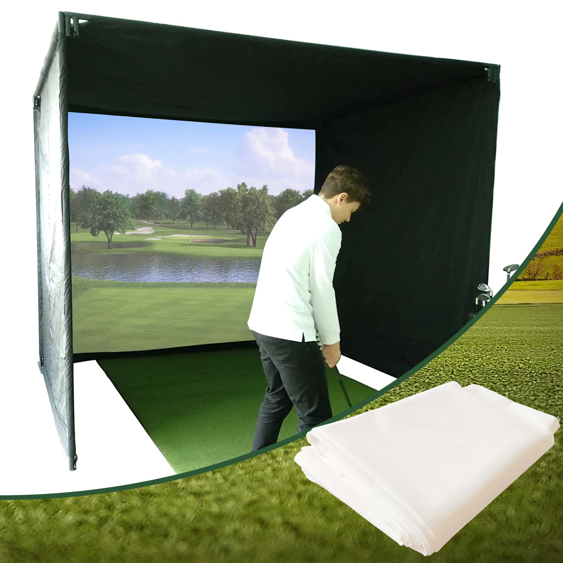 Durable 4K Quality Home Theater Impact Screen for Golf Simulator Virtual Low Noise Indoor Sports on Sale