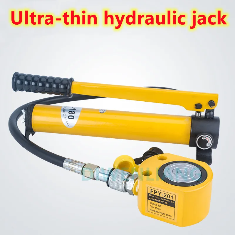 Ультратонкий гидравлический домкрат портативный Электрический разделенный ход 13 мм 20 тонн подъемный инструмент с ручным гидравлическим насосом