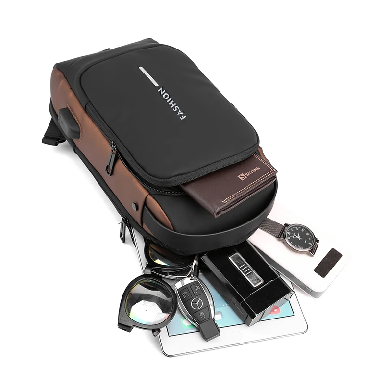 2024 Latest Waterproof Anti Theft Designer Password Lock Chest Bag Usb Crossbody Sling Homme Men Crossbody Bag