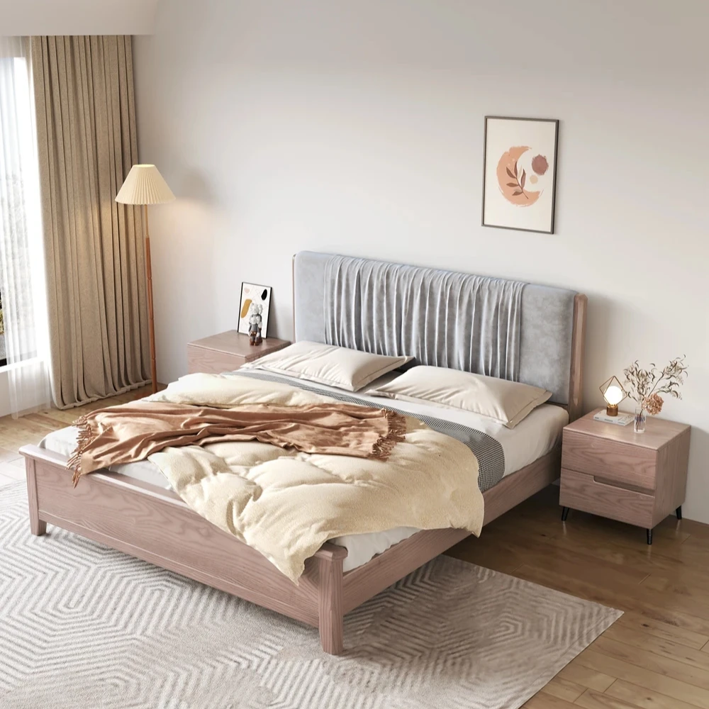 Оптовая продажа кровать размера «Queen-Size» из массива дерева с мягкой спинкой