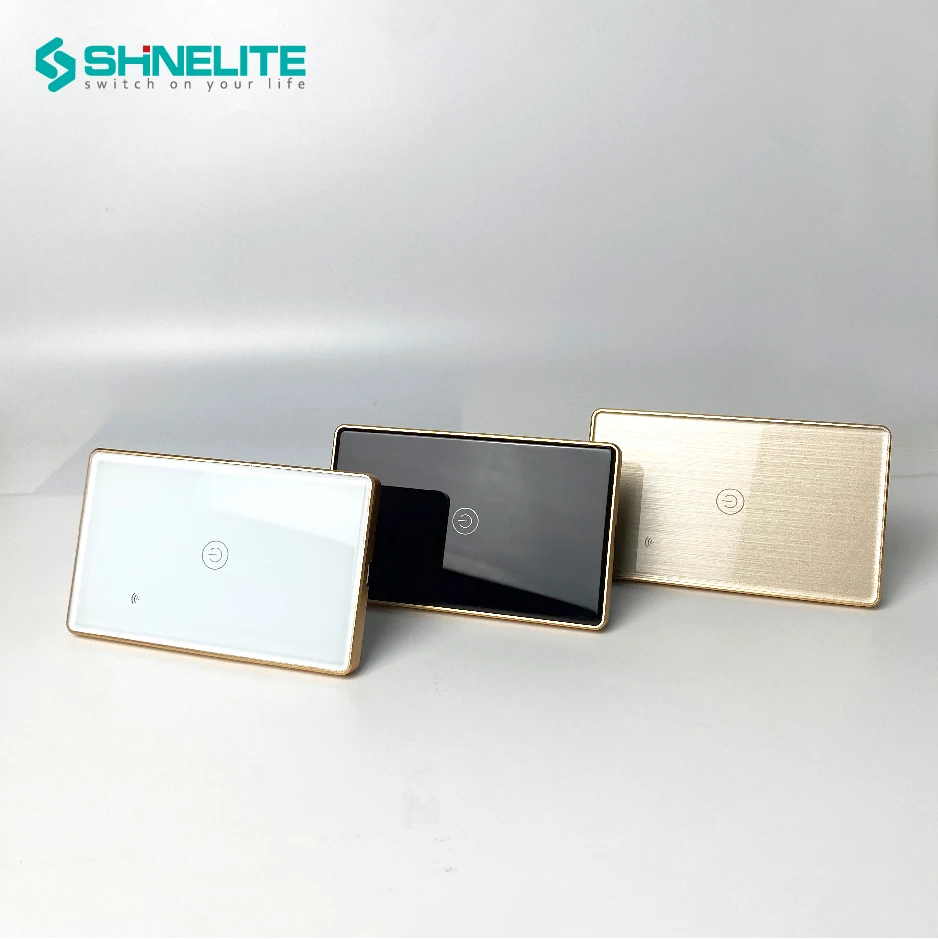2022 новый дизайн Золотая оправа, вилка стандарта США Alexa Wi-Fi настенный выключатель света система управления 1 Gang умный переключатель