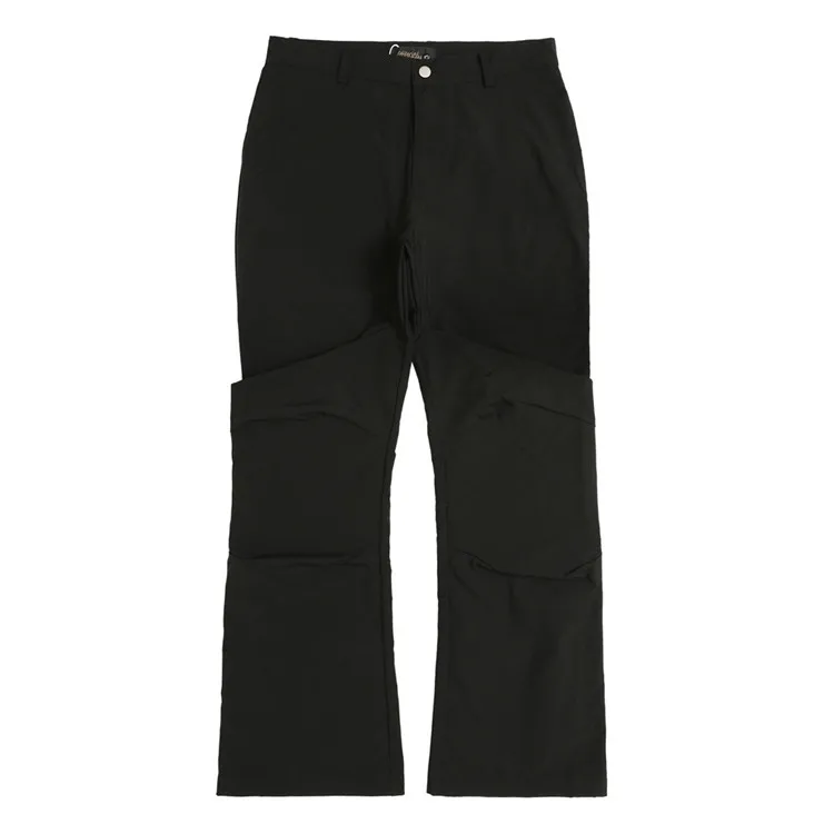 HOt Custom Black Blank Nylon Cargo Pants Men Hip Hop Style Straight Tactical Flared Pants