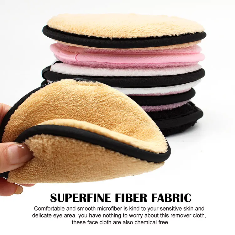 Custom Eco-Friendly Natural Round Face Eraser Facial Cleaning Pad Microfiber Reusable Makeup Remover Pads