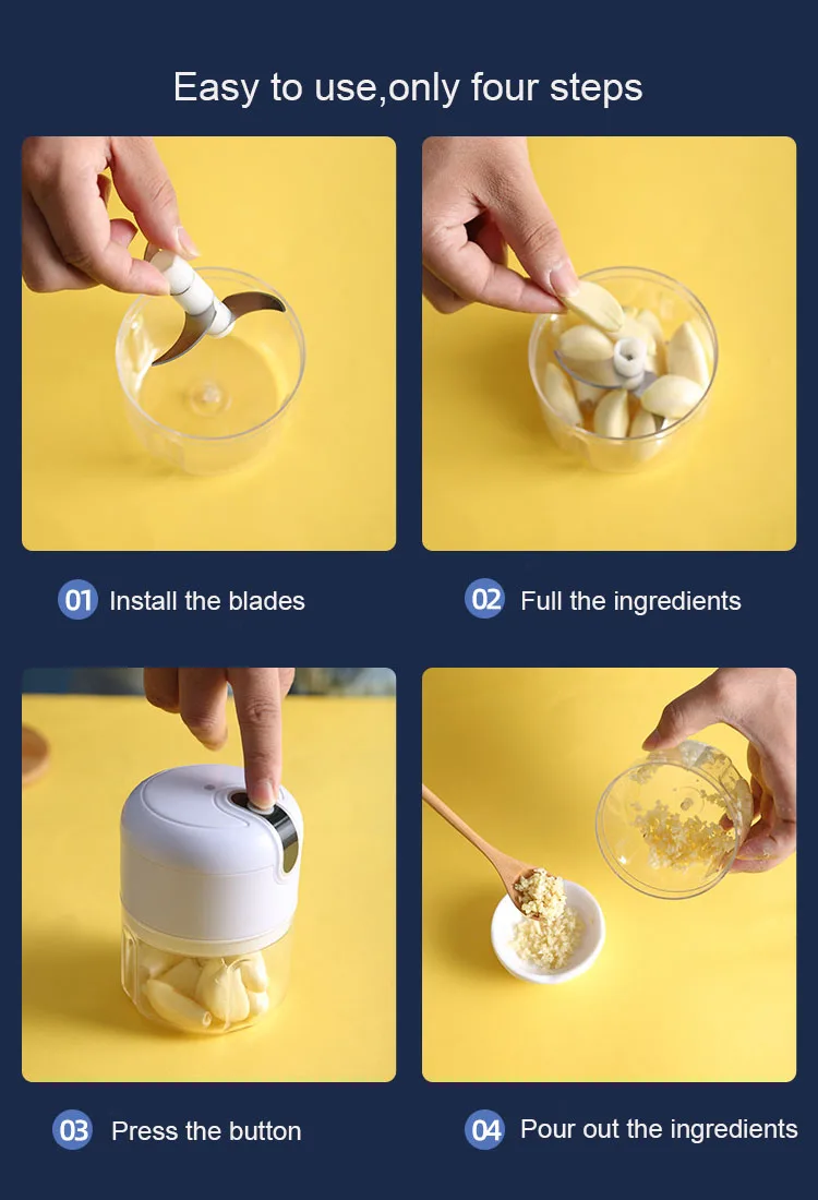new arrival multi-purpose portable garlic onion Meat Electric Mini Usb Rechargeable Multifunction food quick chopper