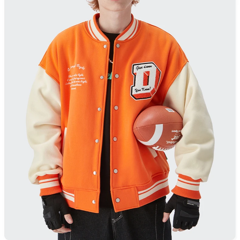 High quality baseball uniform embroidered letter custom letterman varsity outdoor casual jacket men and coat