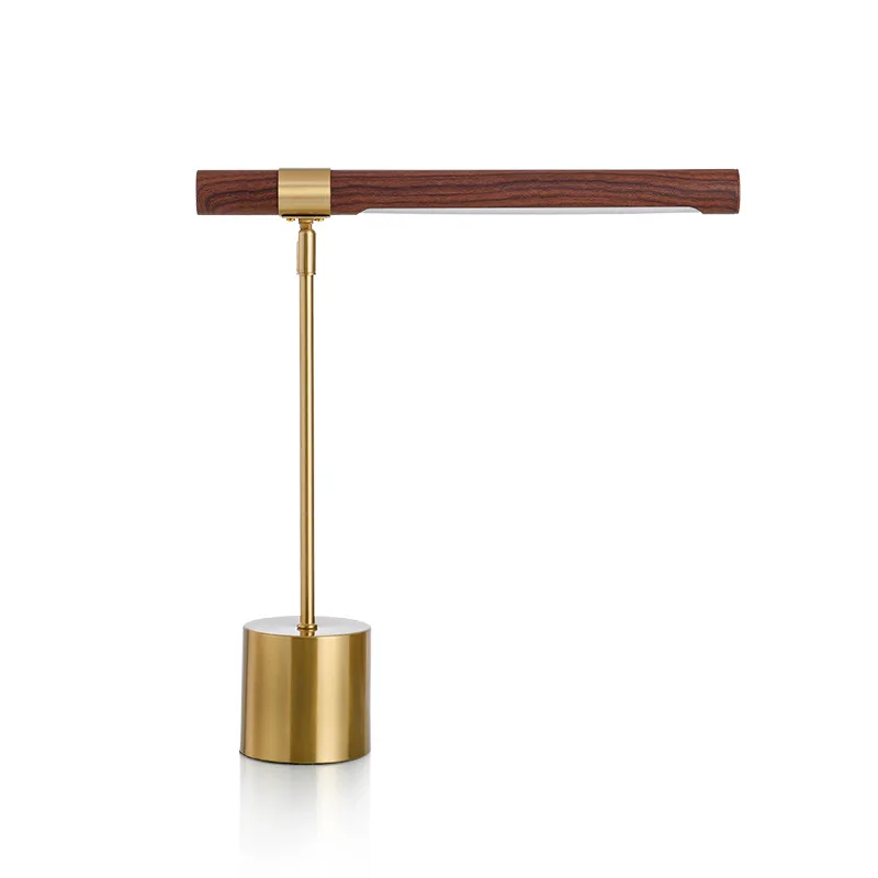 
Modern Hotel Style Brass Base Wooden Pattern LED Reading Table Lamp 