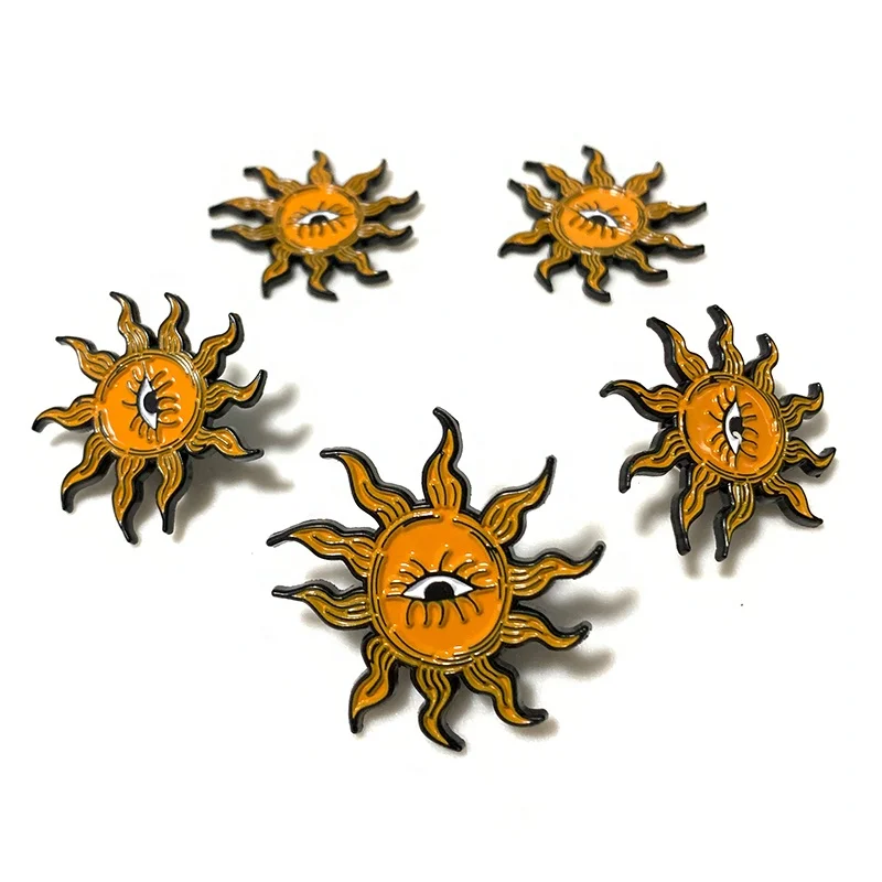 No Minimum Metal Badge Manufacture Wholesale Metal Soft Enamel Pins Bulk Sun Eye 3D Lapel Pins Custom Enamel Pin