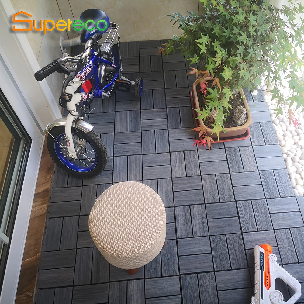 ECO Waterproof Balcony Interlocking Wpc Decking Tiles Outdoor Composite Wood Wpc Deck Diy Tile Floor For Porch Patio Garden