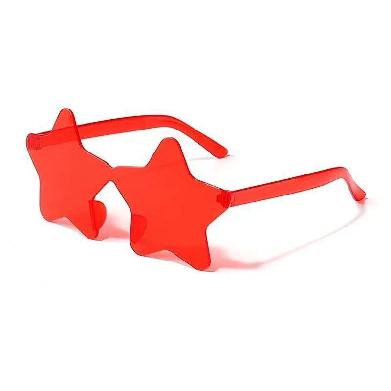 Star Shape Sun Glasses Light Funny Pentagram Candy One Piece Eyewear Multi Colors Decoration Party Rimless Sunglasses