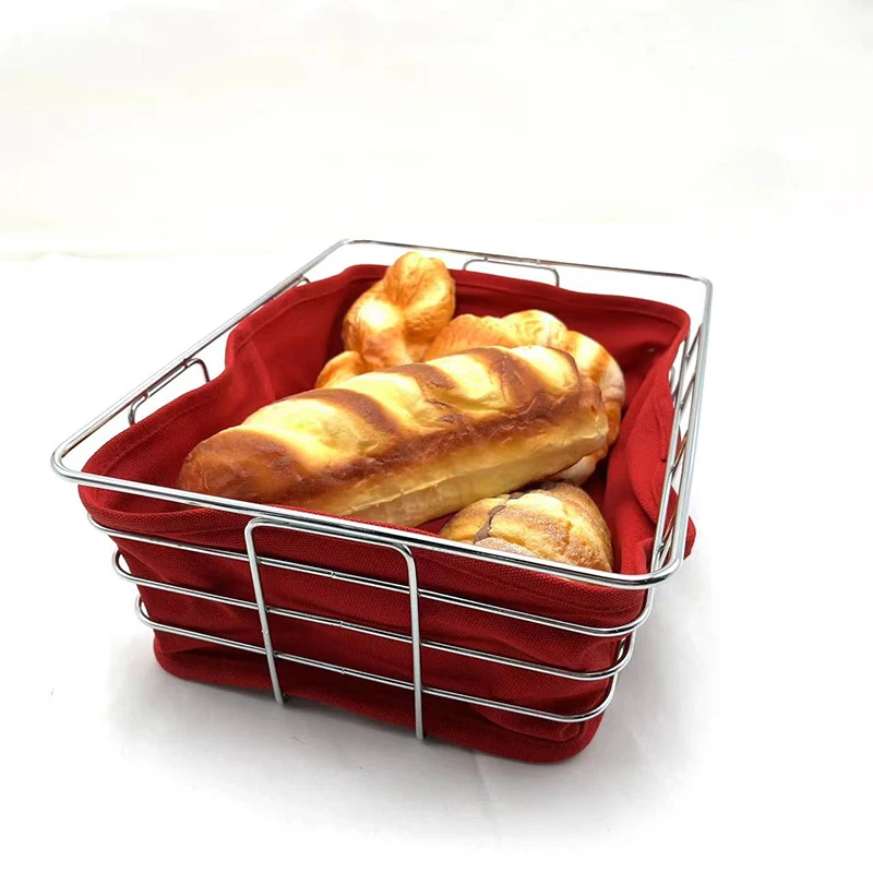 Wire Design Decorative Style  Bread Food Serving Fabric Bag Bread Basket