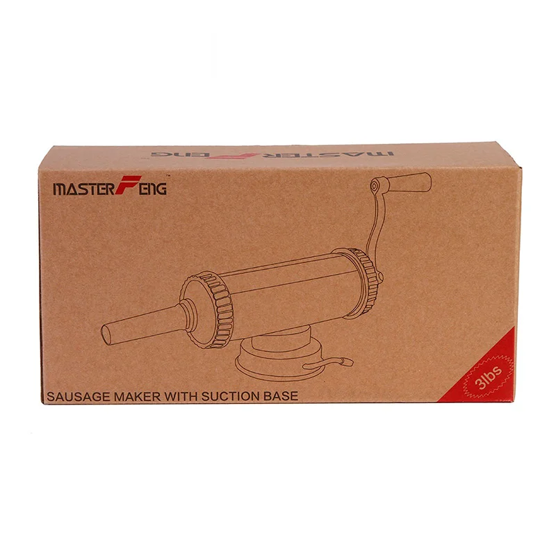 
1.5 KG Horizontal Sausage Maker Aluminum Sausage Syringe Machine with Manual Crank and Filling nozzles Sausage Stuffer 