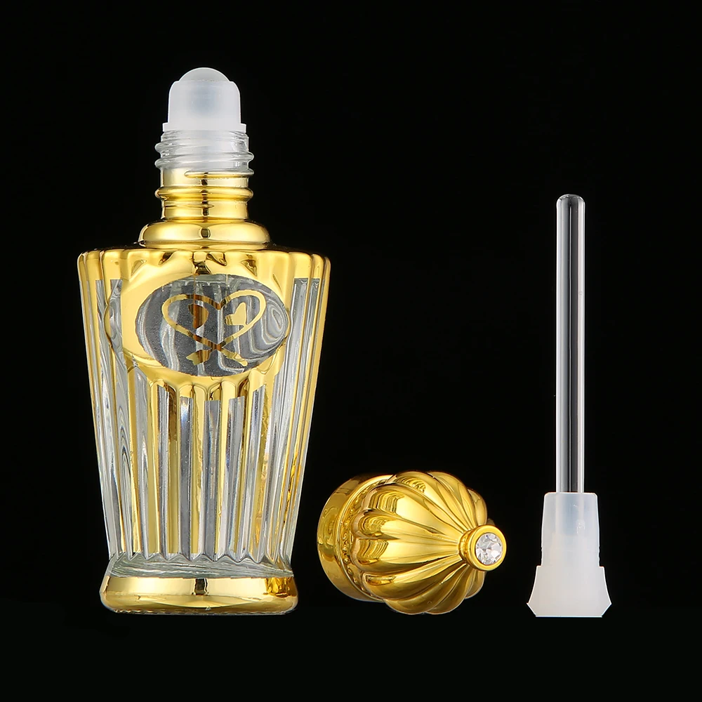 CJ- Handcrafted Glass Crafts Customized 12ML Crown Plastic CAP Roll on Attar Glass Fragrance Oil Bottles