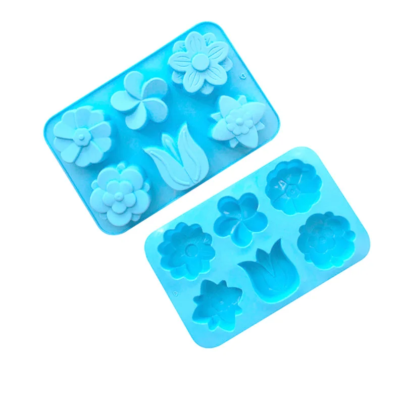Wholesale 6 cavities Mixed Tulip Jelly mold Daisy Flowers Shape Silicone Chocolate mold