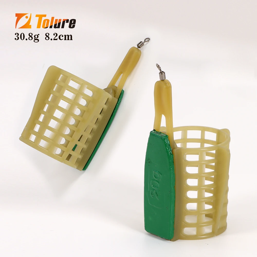 TOLURE Carp Fishing Feeder Bait Cage Lure Holder Basket Cage Fishing Trap Fishing Accessory with Lead 20G Sinker