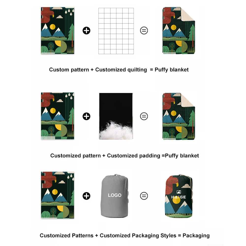 Lightweight Portable Custom Waterproof Windproof Outdoor Sherpa Camping Blanket Puffy Blanket