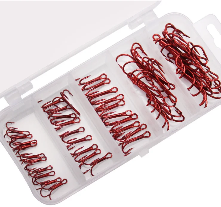 KY Hooks Strong Three Anchor FishHooks High Carbon Steel Treble Hooks Sea Carp Fishing Worm Lure Rock Hooks size 10# 8# 6#