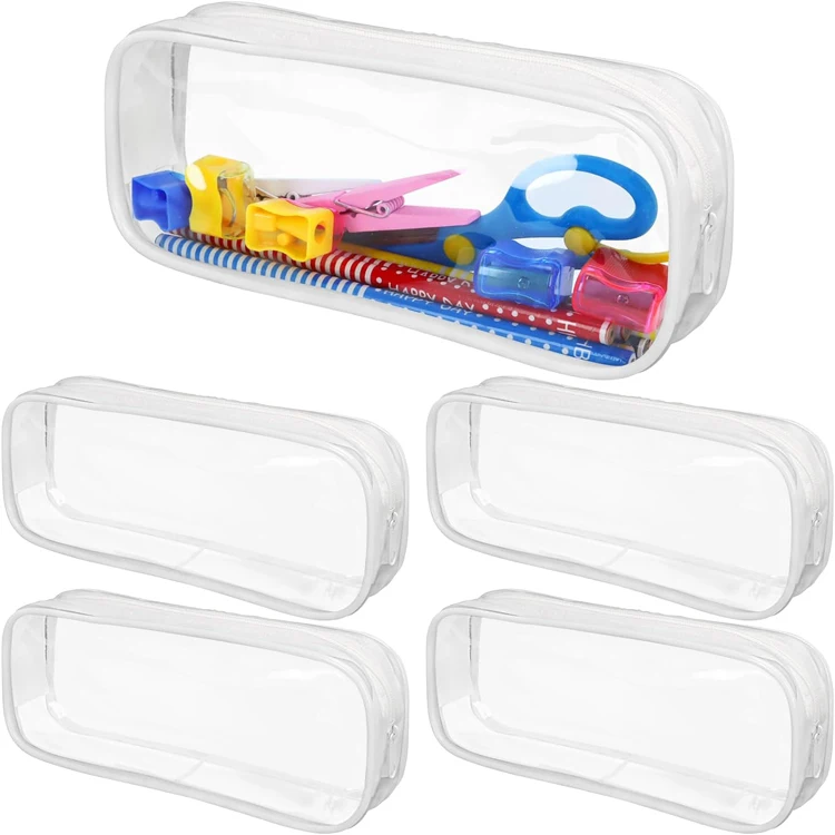Large Capacity Clear Pvc Pencil Bag Case Transparent Plastic Stationery Pen Pencil Zipper Pouch