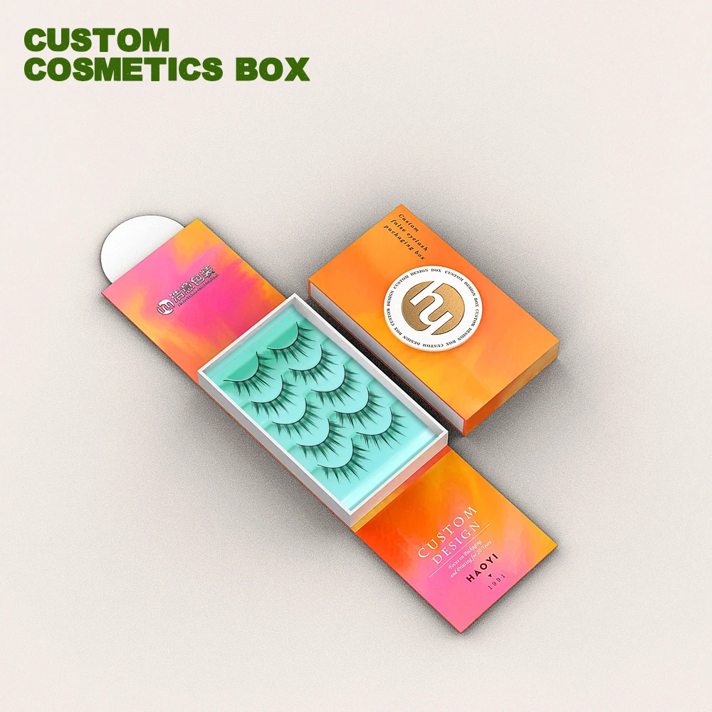 Custom eco friendly pink box false eyelashes cosmetic pac cardboard false eyelash packaging box with logo