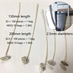 Smokeless 3 wick soy candles multiple size candle wick wood 2.6cm 6cm 9cm 15cm 20cm wooden wick for candle making