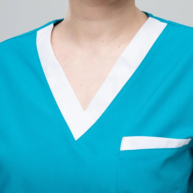 Jinteng Unisex Nurse Uniform Set Polyester Cotton Woven Beauty Salon Surgical Gown Dental Operating Room ICU Brushing Suit