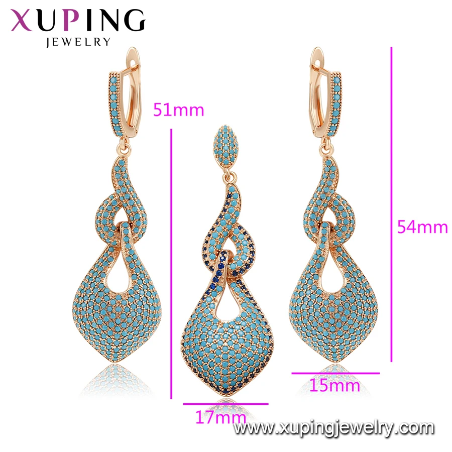 65624 Xuping new fashion jewelry set 18k gold Turquoise jewelry pendant and earring set